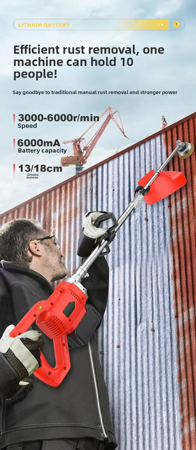lithium battery Handheld Rust Remover Iron Plate Steel Grinding